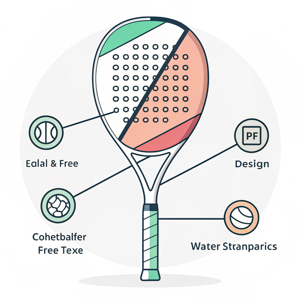 flat design illustration of a padel racket with customizable color blocks