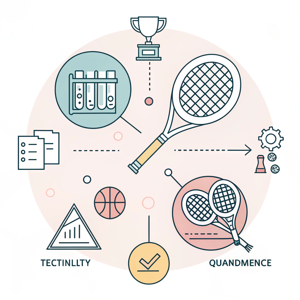 Simplified flat design illustration of quality control in padel racket production