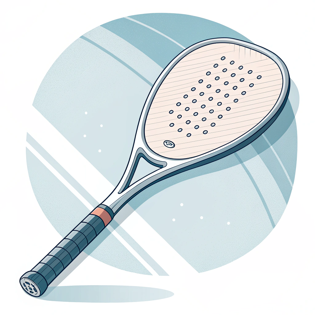 minimalist illustration of a padel racket with a highlighted ergonomic grip
