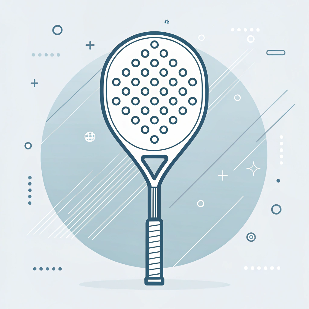 Minimalistic futuristic padel racket with carbon fiber texture and abstract background