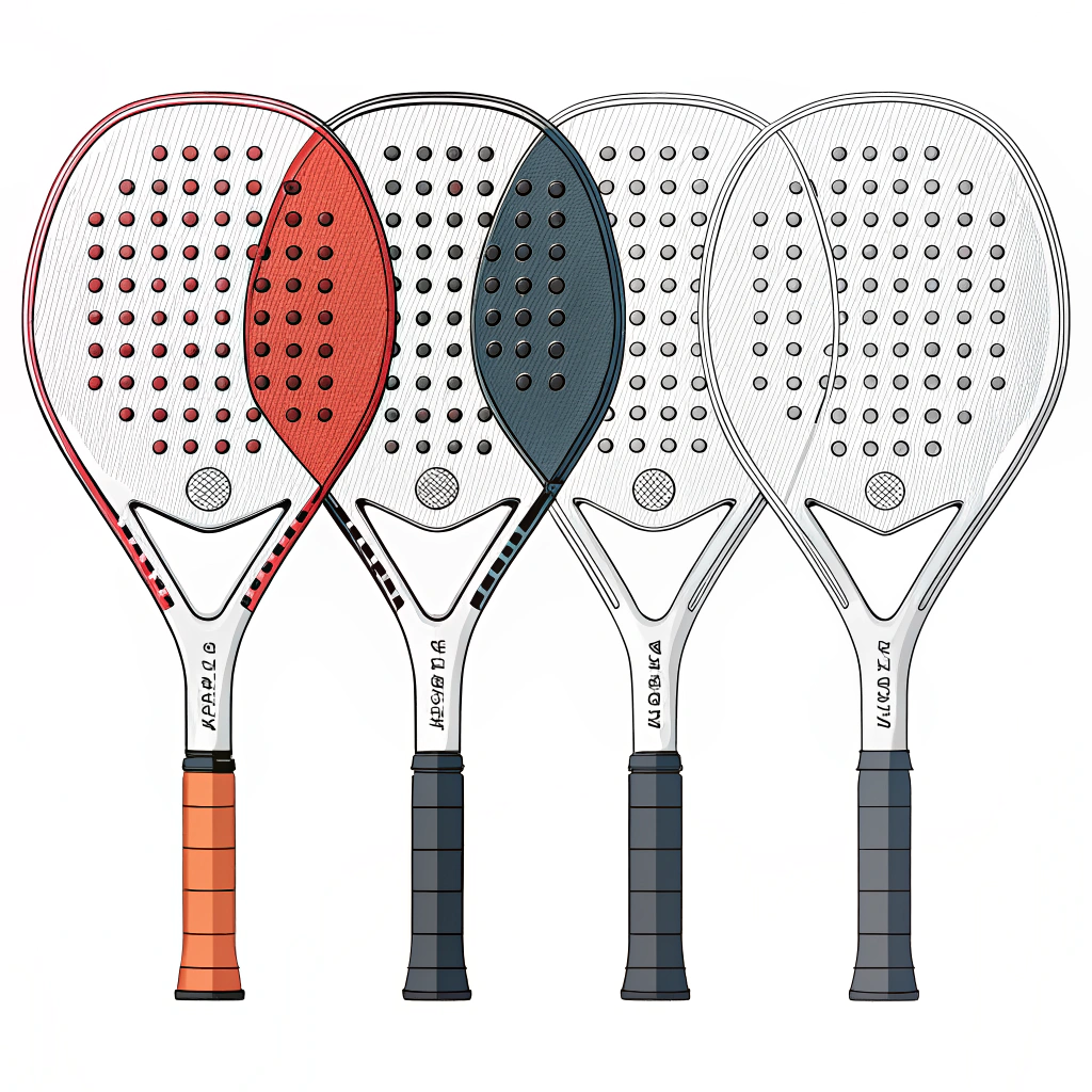 Minimalist 2D illustration comparing customizable padel racket grips in different sizes and shapes