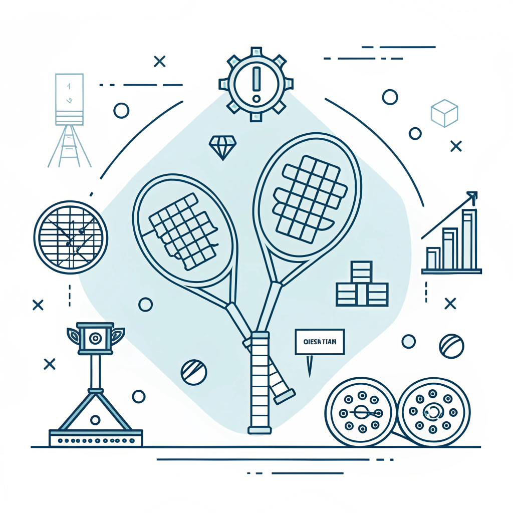 Minimal abstract 2D illustration of advanced padel racket production technology