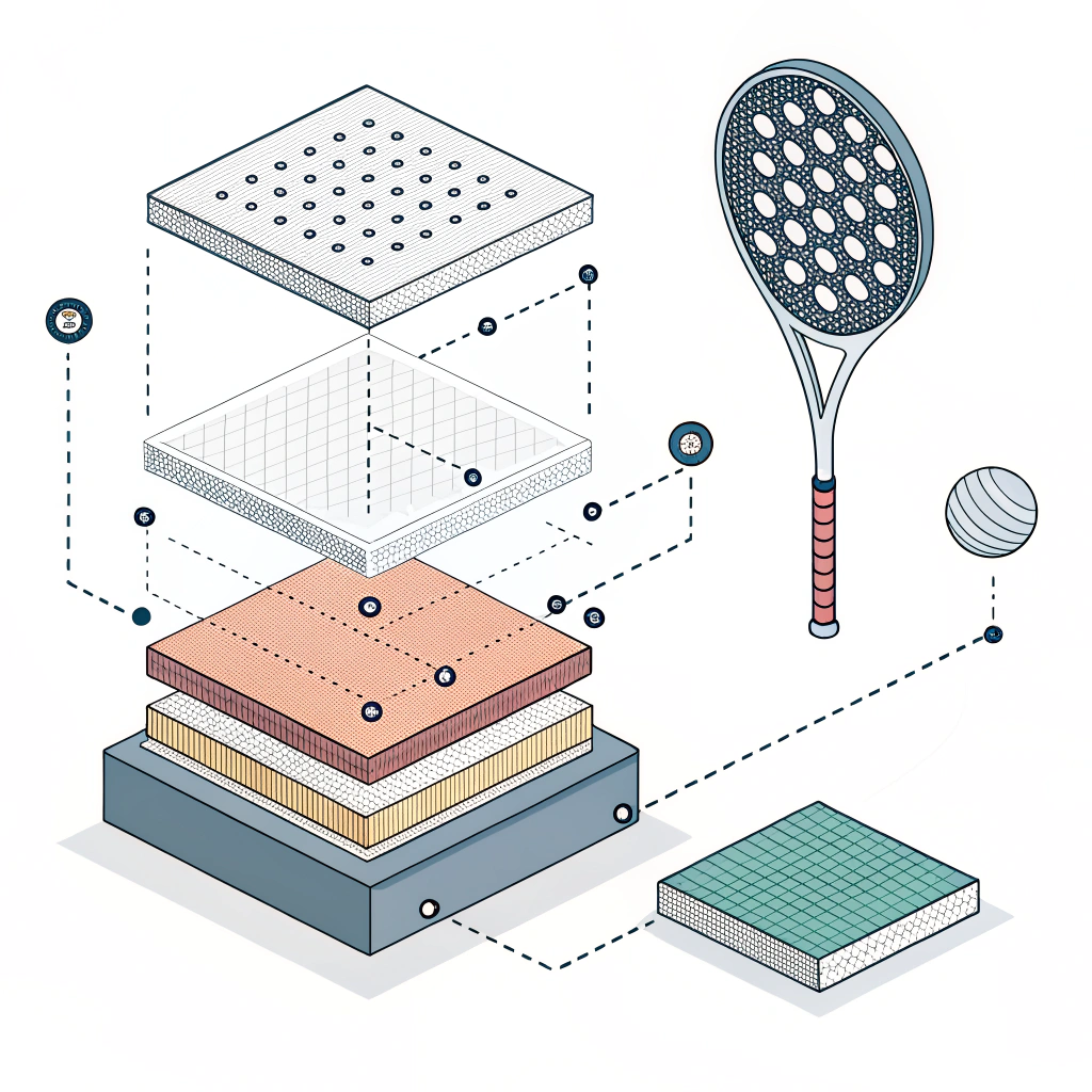 Simple illustration of carbon fiber layering in padel racket production.