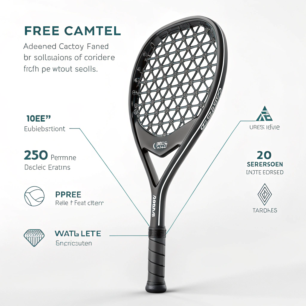 Simplified illustration of a diamond-shaped padel racket highlighting advanced carbon fiber design.