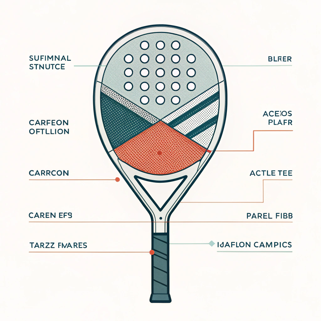 abstract 2D illustration of layered glass and carbon fiber in a padel racket