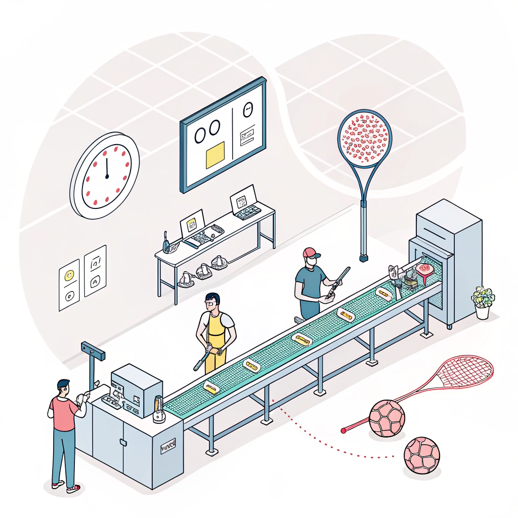 Sleek flat illustration of cutting-edge padel racket production innovation