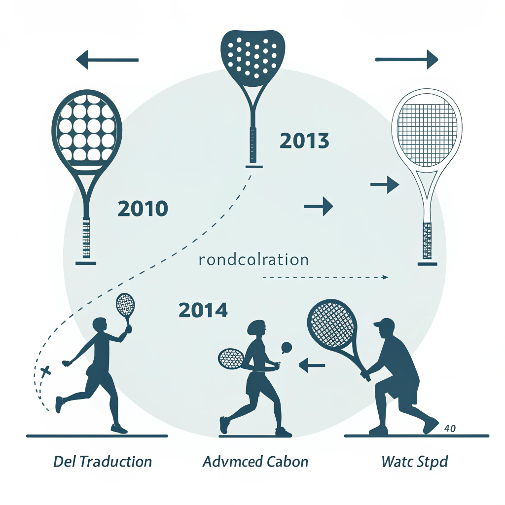 Minimalist flat illustration depicting the evolution of padel manufacturing processes