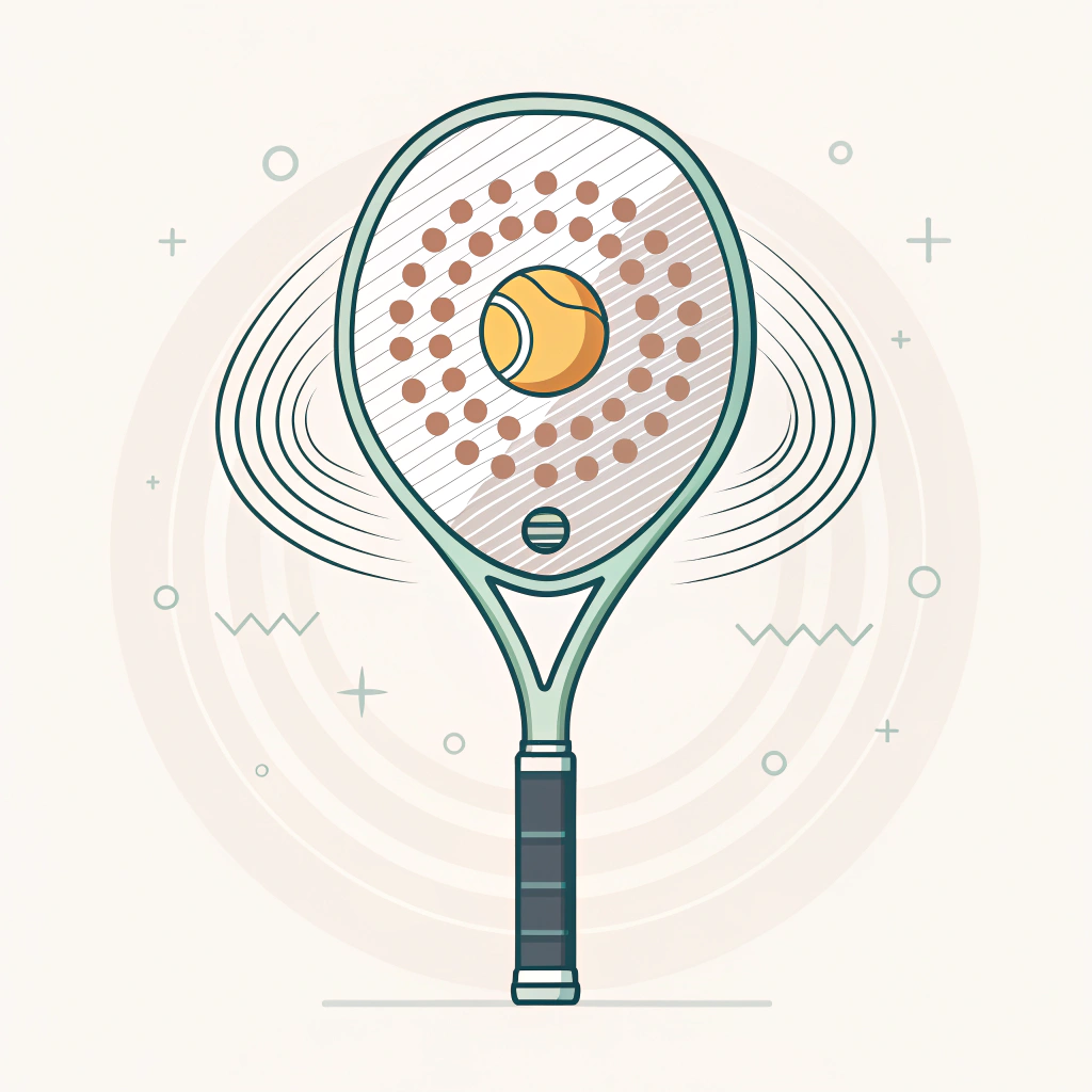 2D illustration of a padel racket cutaway showing soft core technology in action