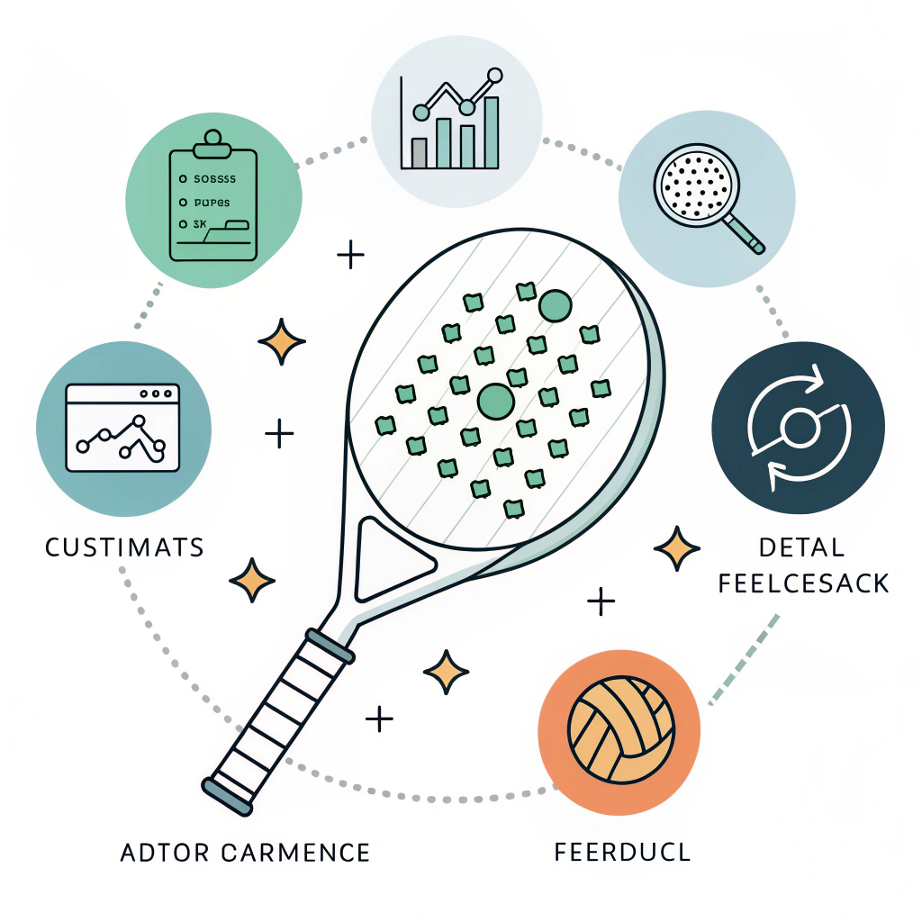 Minimal illustration of padel racket customization and data-driven feedback integration