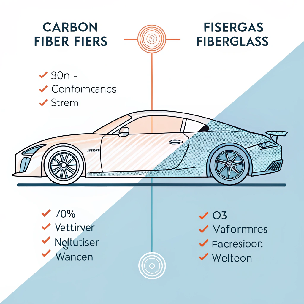 Simple 2D graphic comparing carbon fiber and fiberglass properties in padel rackets