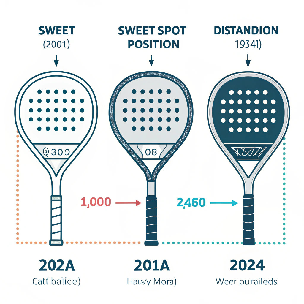 Simple illustration comparing round, teardrop, and diamond padel racket designs.
