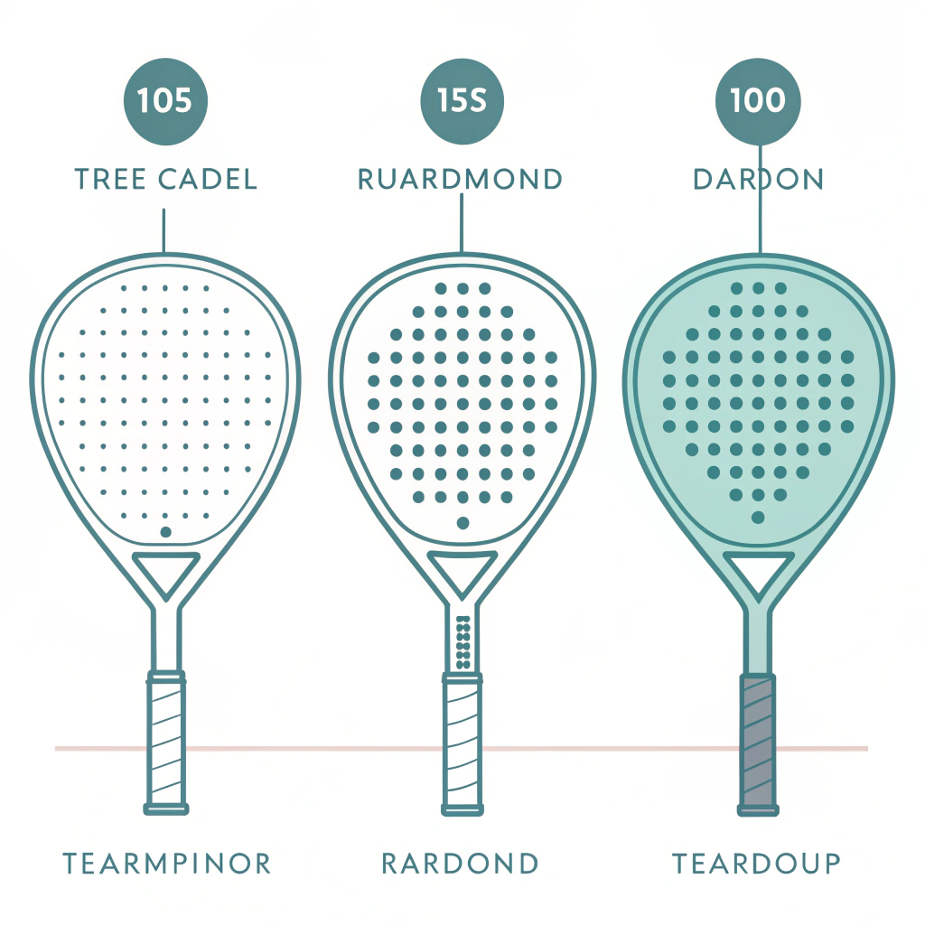 Minimalist depiction of three padel racket shapes symbolizing customization.