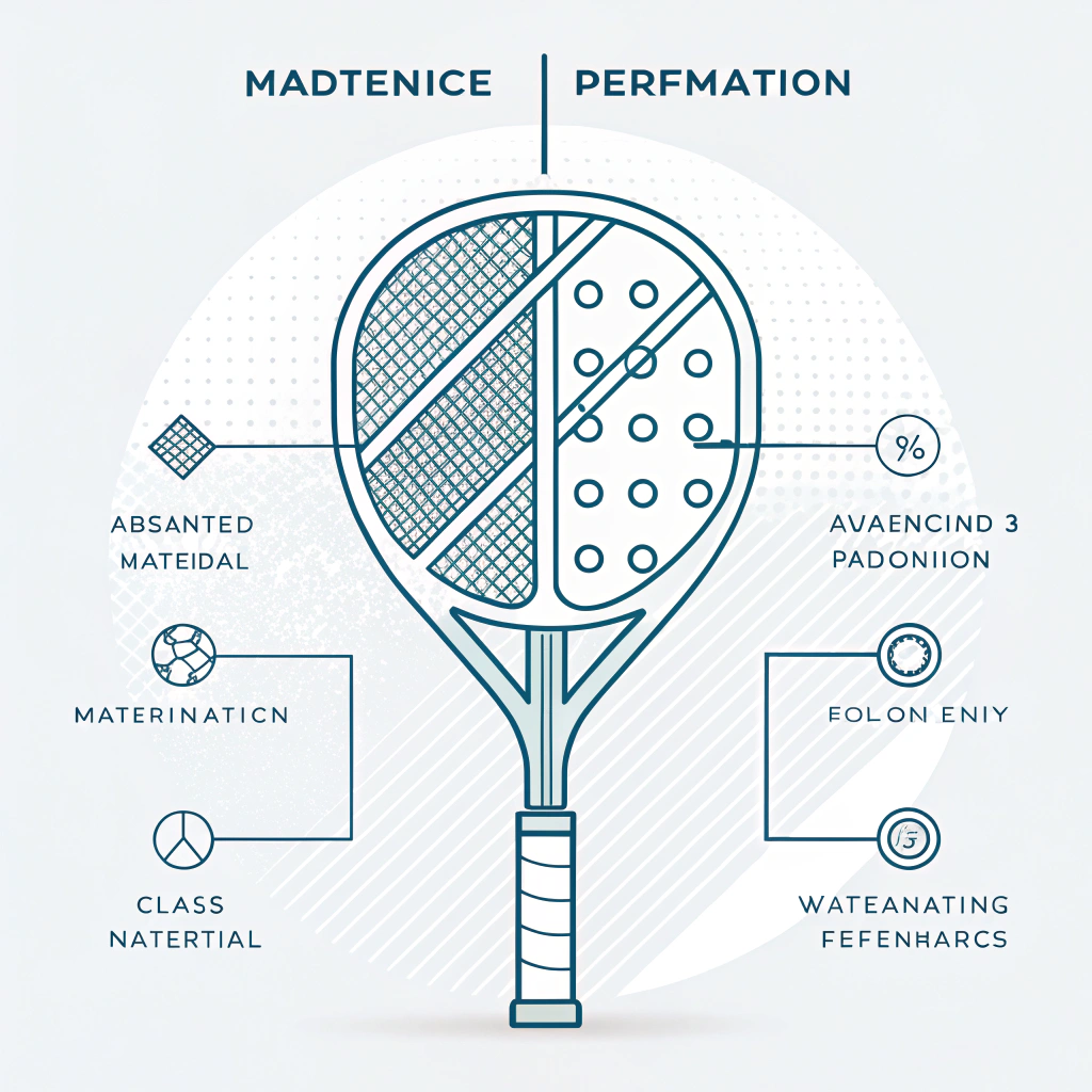 Minimal 2D illustration of a futuristic padel racket emphasizing design precision and innovation