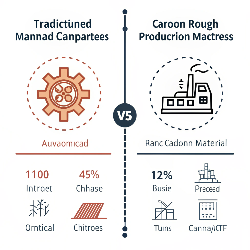 Minimalist illustration comparing traditional and advanced manufacturing techniques.