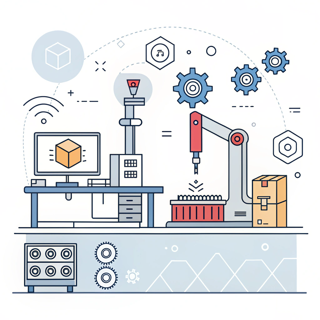 Simplified 2D illustration of advanced manufacturing processes in padel production