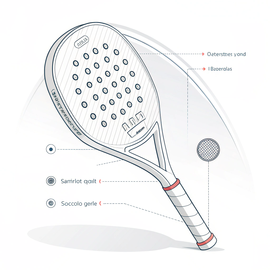 Minimalist illustration of a padel racket highlighting an ergonomic grip design