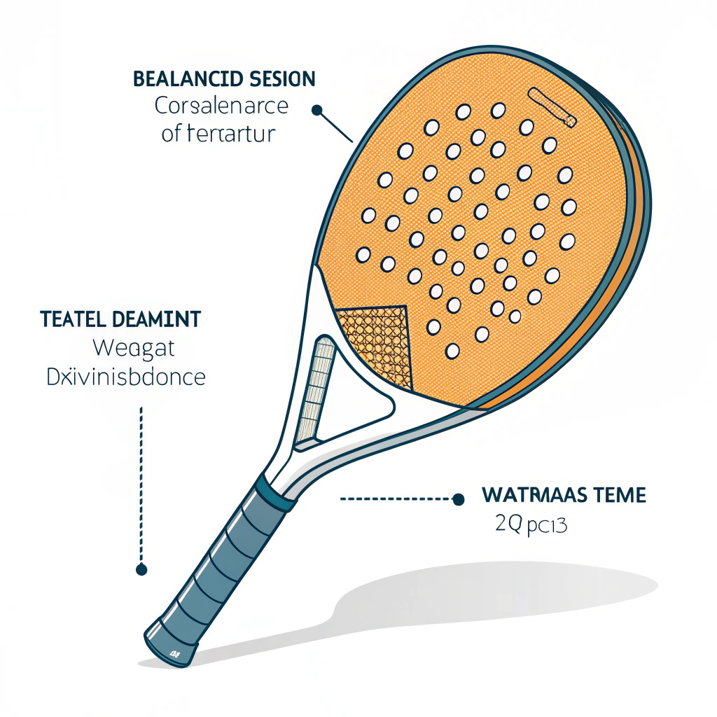 Minimal illustration highlighting innovative padel racket design with balanced weight and unique surface textures.
