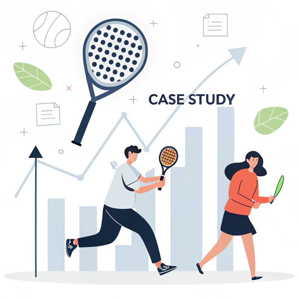 Minimalistic illustration of padel racket performance and data visualization success