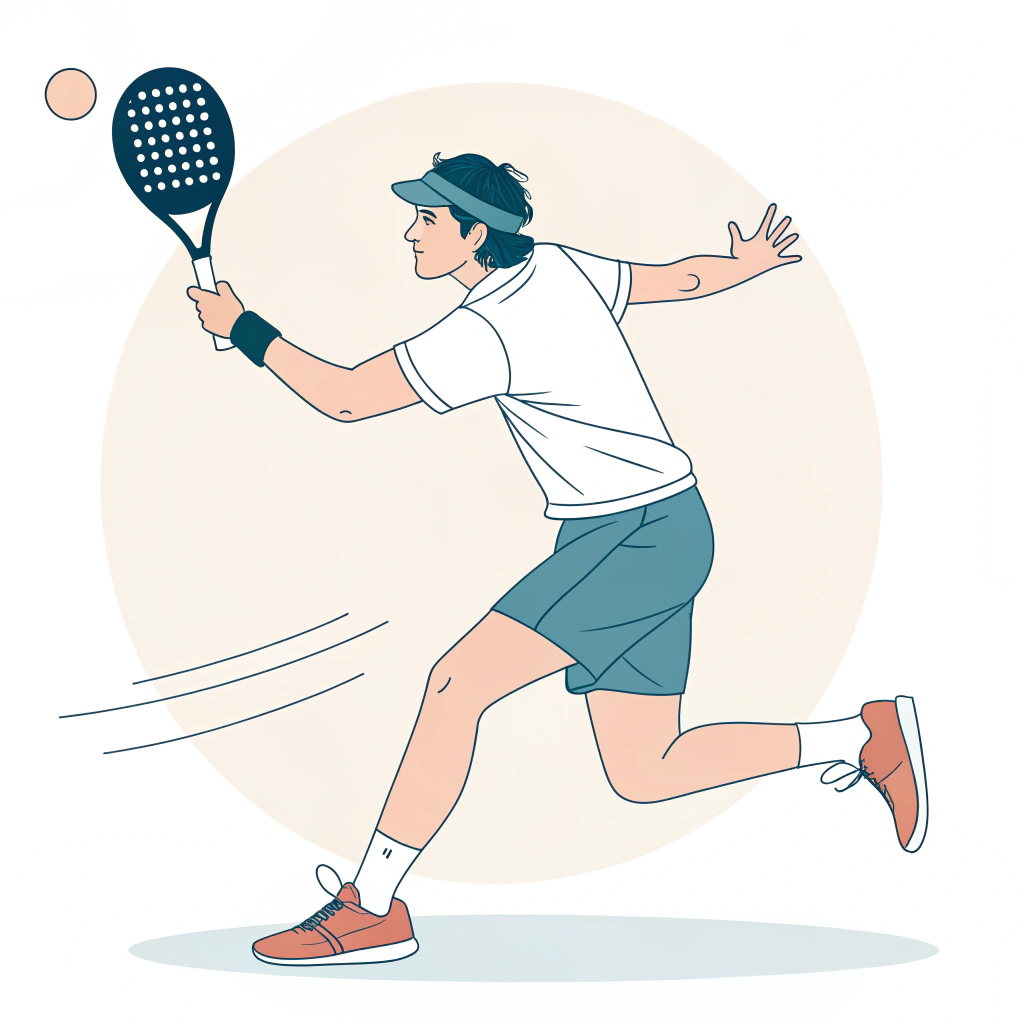 minimalist illustration of a padel player demonstrating ergonomic grip performance