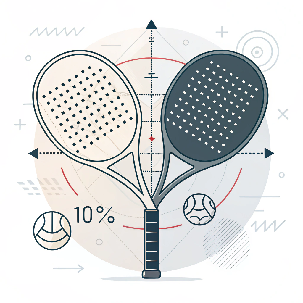 Minimalist 2D padel racket illustrating rough vs smooth surface textures for performance.