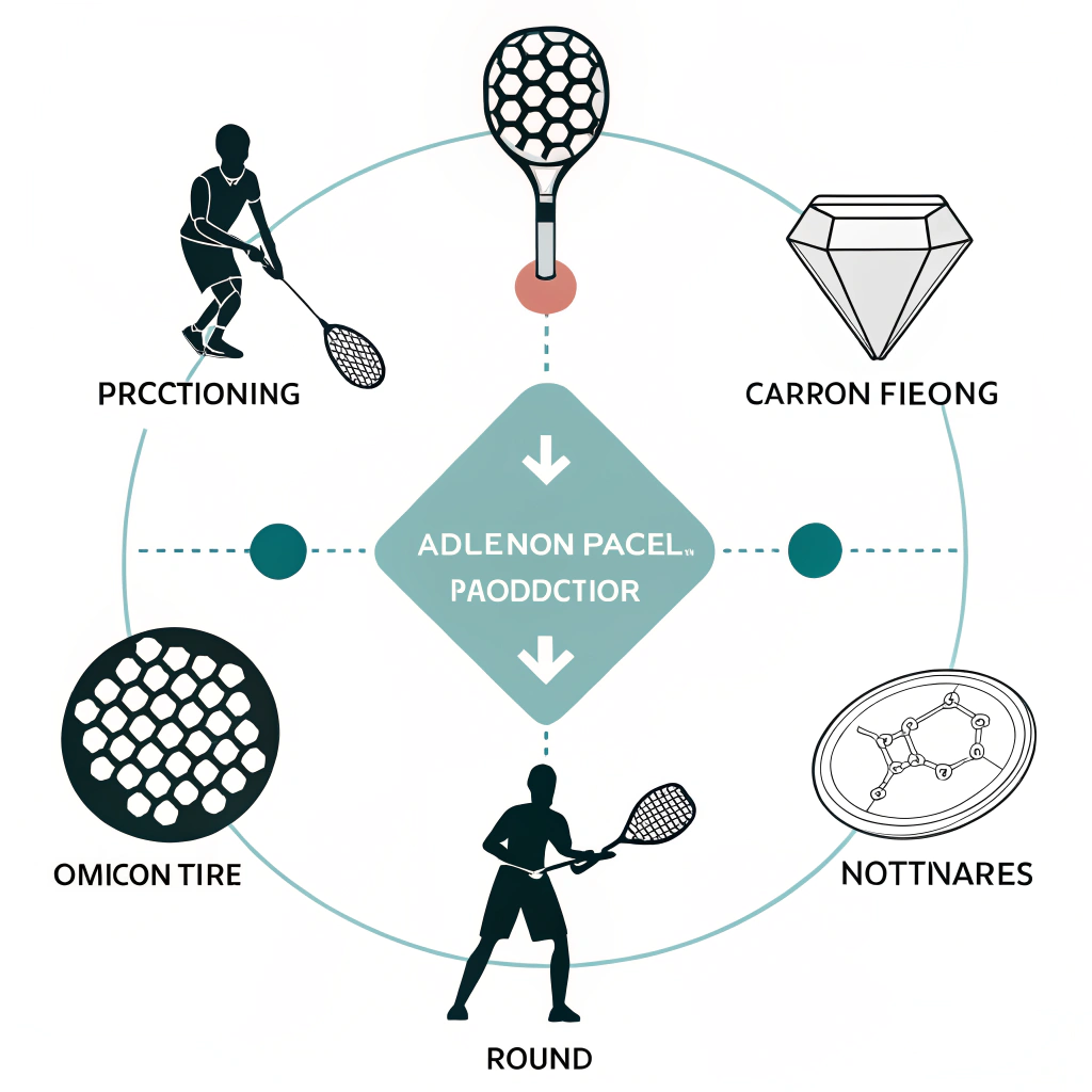 Minimal flat illustration of high-tech padel production process