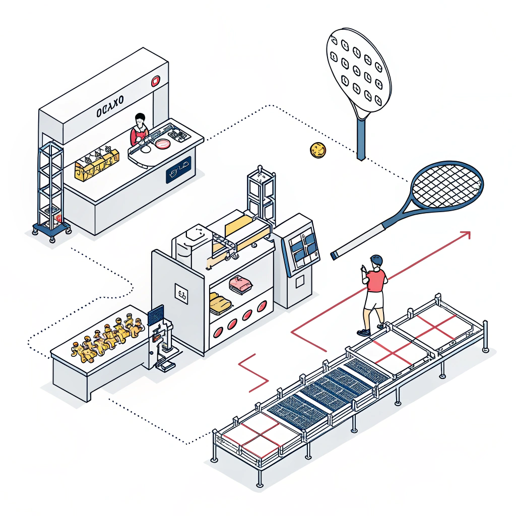 Simple flat illustration showing modern padel production and design details