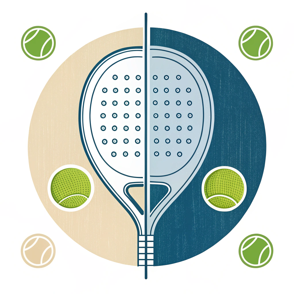 2D illustration showing contrasting rough and smooth padel racket surfaces