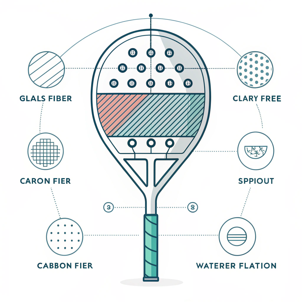 Simplified illustration of padel racket layers and customization icons