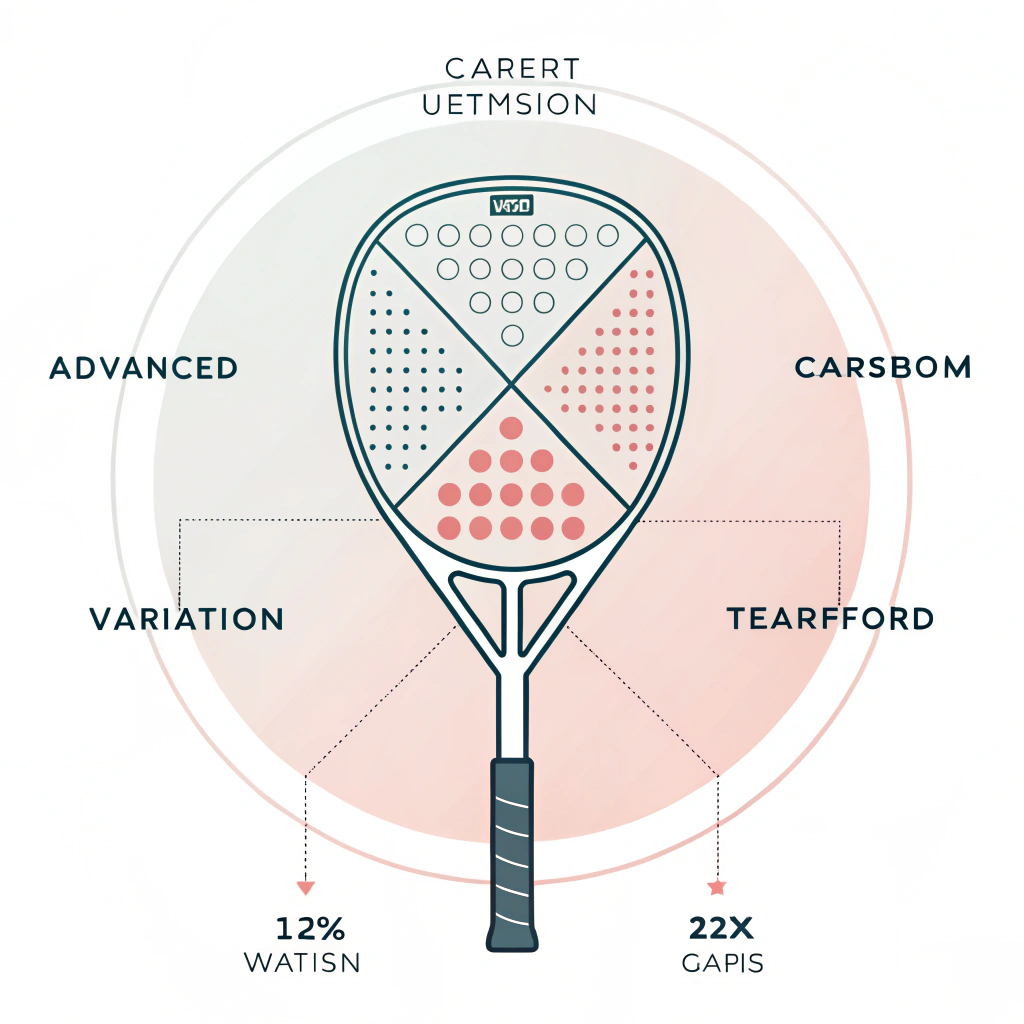 Flat minimalist 2D art showing a balanced padel racket with geometric design elements