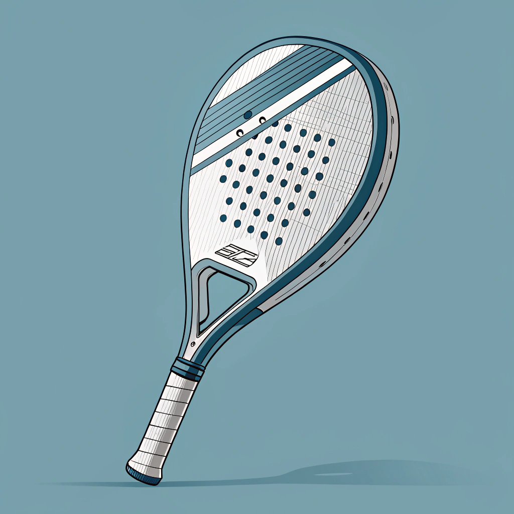 Minimalist illustration of a high-performance full-carbon padel racket