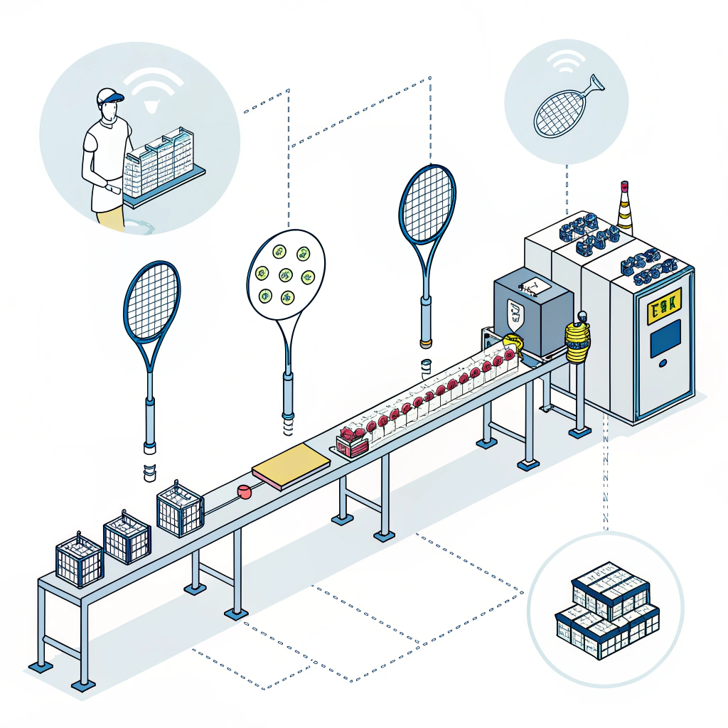 2D flat design of high-tech padel racket production and quality control