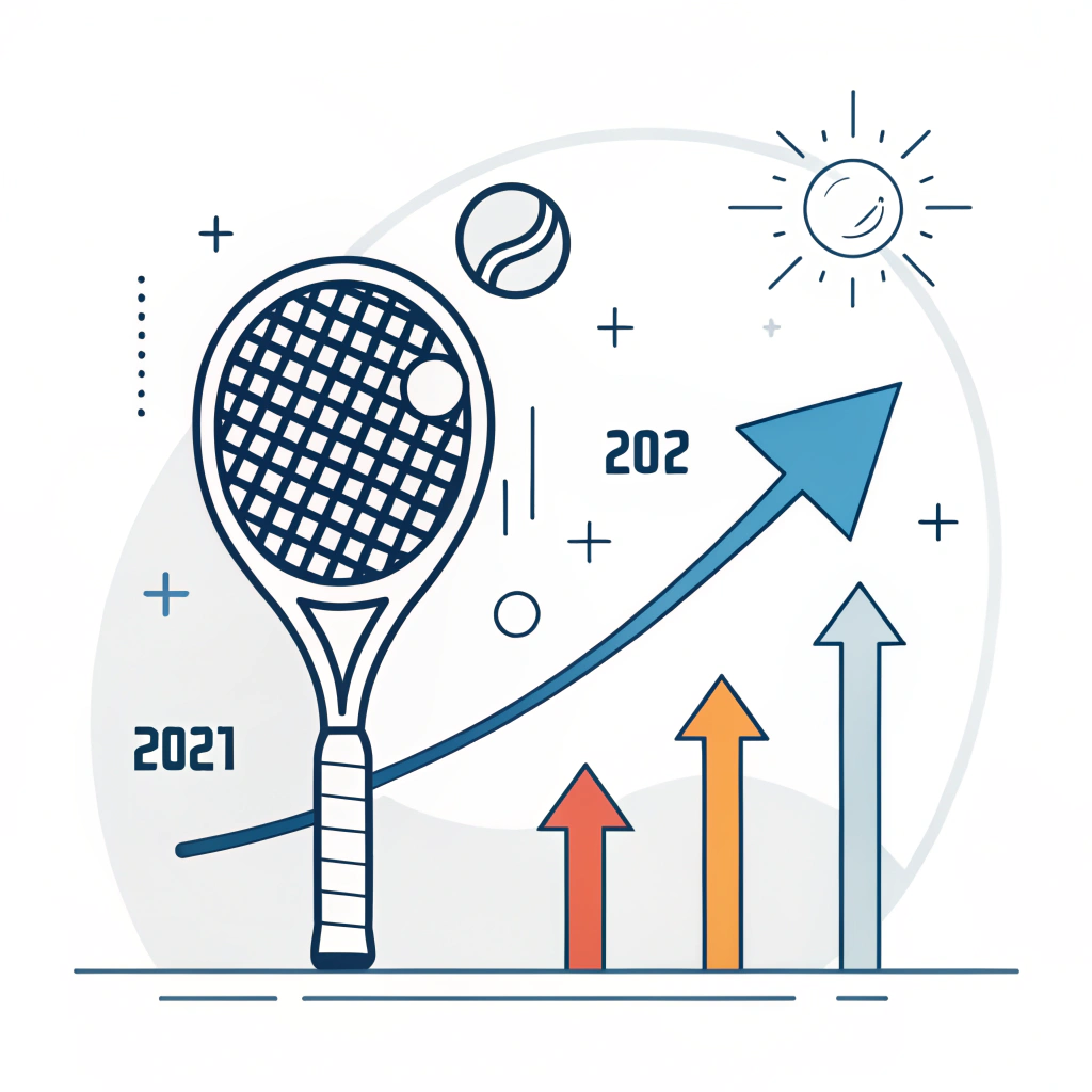 Minimalist illustration of padel racket design driving business growth