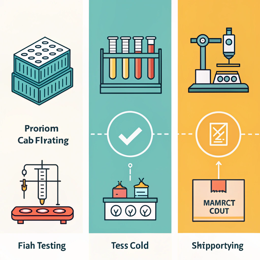 Three-panel minimalist timeline showing lab testing, molding, and on-court prototyping stages