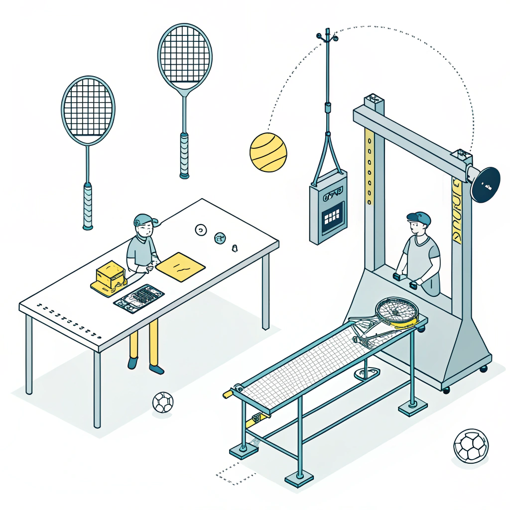Stylized lab scene showing drop impact, optical inspection, abrasion, and measuring rigs