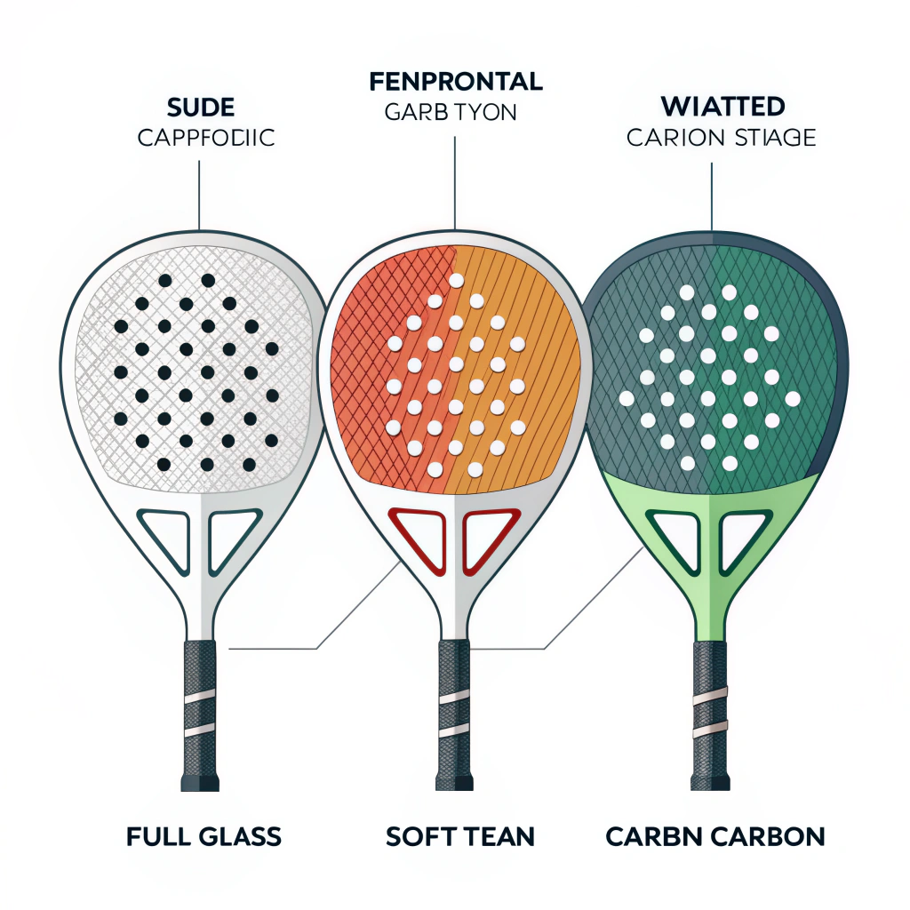 Five minimal racket cross-sections showing different ply materials and weave textures