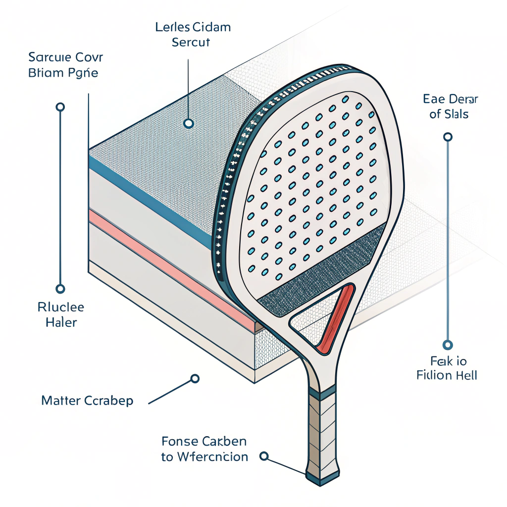Simplified cross-section showing carbon, fiberglass layers, and EVA core