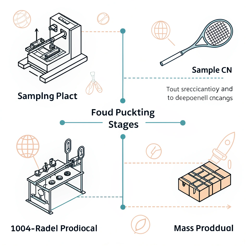 Minimal timeline showing prototype, tooling, pilot, and mass production stages with cost icons.
