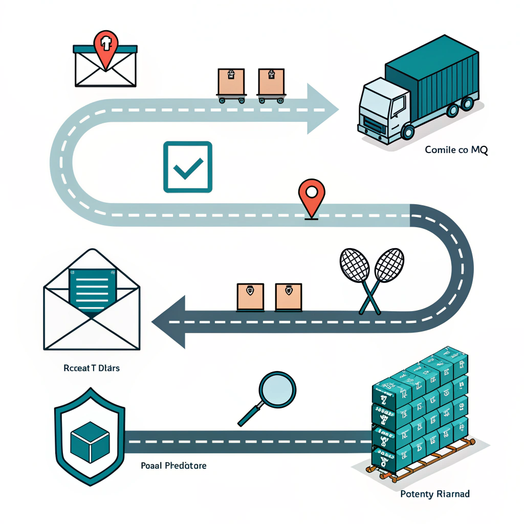 Stylized roadmap showing RFQ to prototype, pilot production, shipping, and final validated racket.