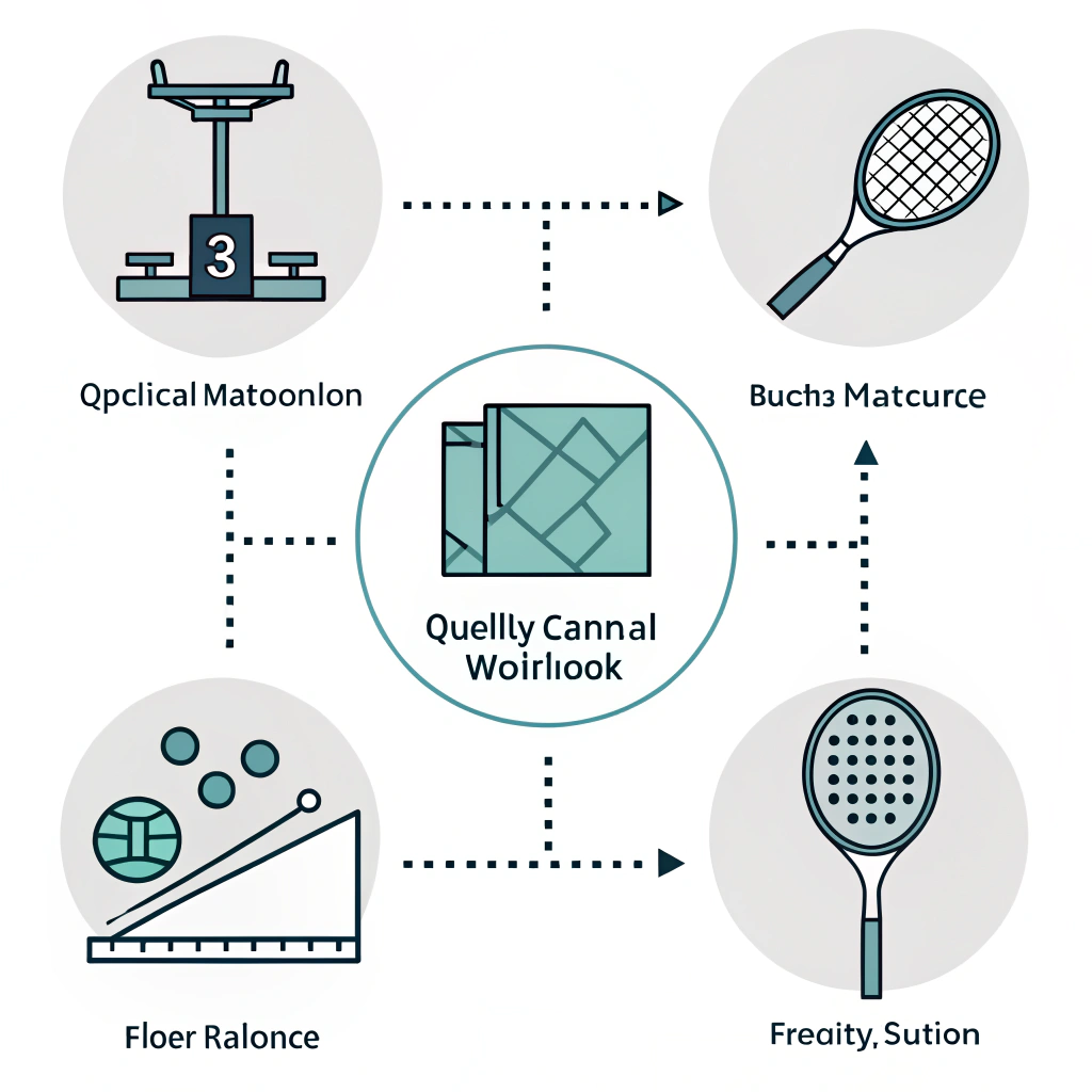 Minimal QC illustration showing inspection, balance measurement, core density mapping and cosmetic checks.