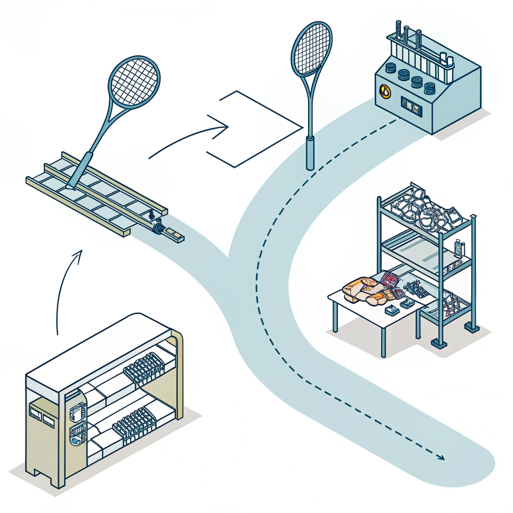 Minimal forked-path illustration showing small-batch vacuum option versus large-scale compression factory.