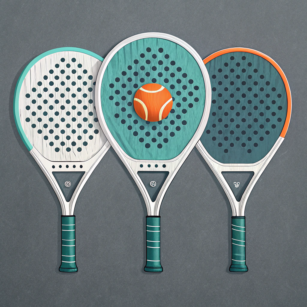 Three flat padel rackets showing round teardrop diamond shapes