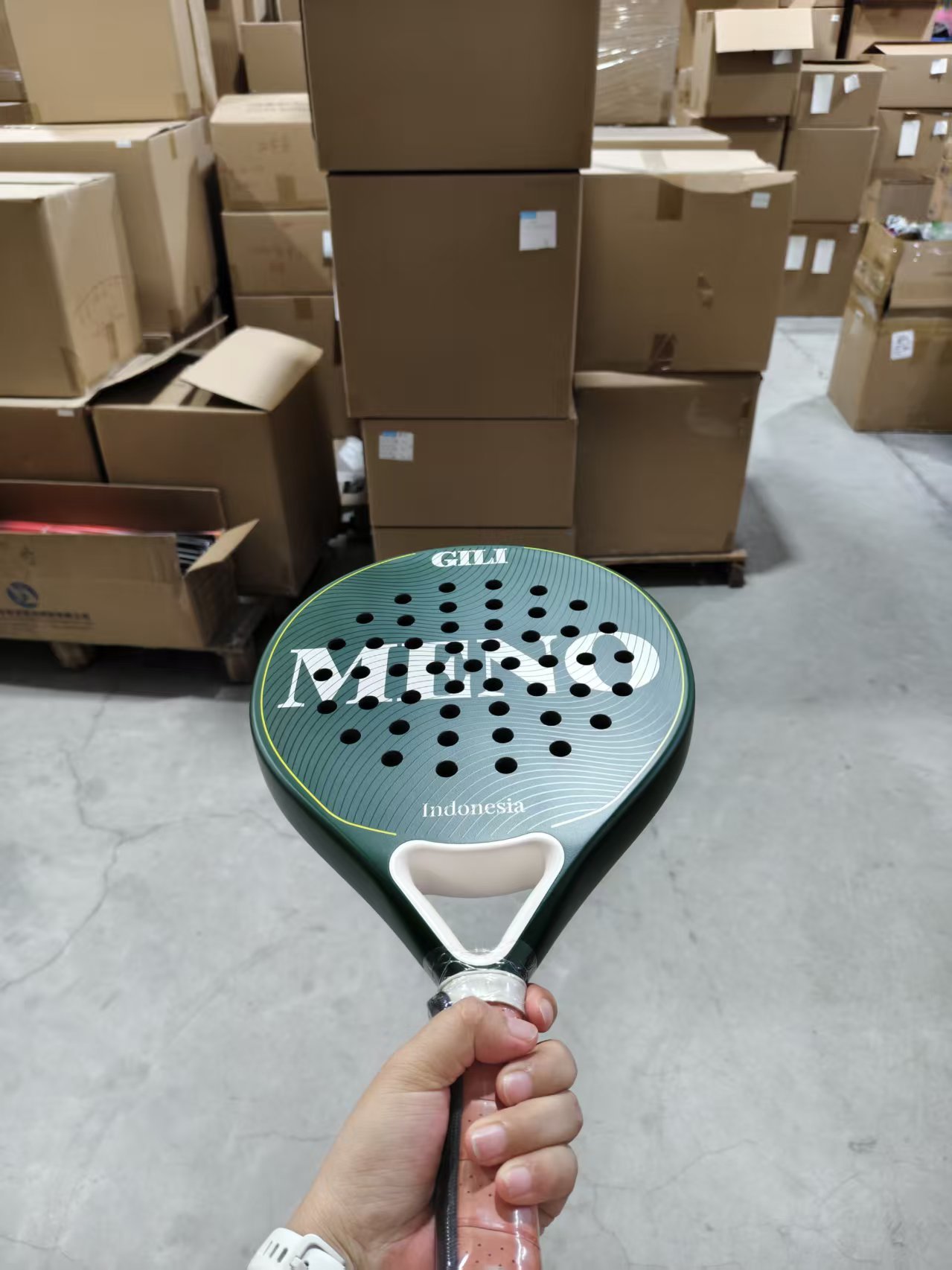 GILI MENO custom OEM padel racket - back view showing hole pattern