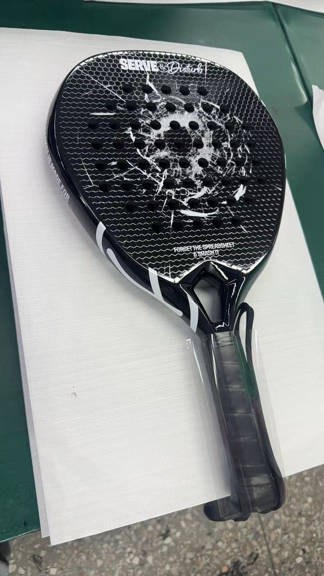 Serve and Disturb carbon fiber padel racket - black matte Pro model